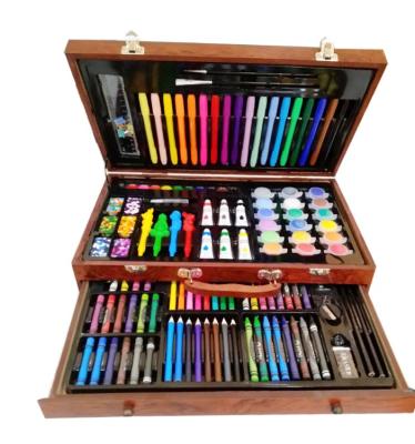 China Custom Classic Wooden Box 130pcs Drawing Painting Art Teenagers Set For Kids Gold for sale