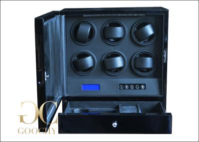 China Packaging Multi Watch Winder Box / Electronic Watch Winder 6 Watches + 1 Drawer for sale