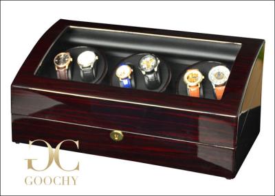 China Ruby Finish Wood Watch Winder / Triple Watch Winder For Luxury Watches for sale