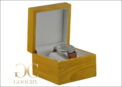 China Plush velvet Natural Solid Wooden Watch Boxes for Single Wrist Watch Men for sale