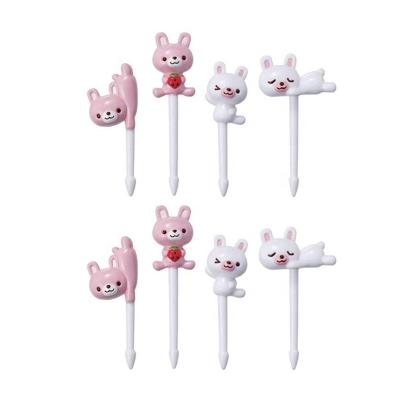 China Pink White Color Party Food Picks 8pieces Disposable Decorative Bento Accessories Funny Bunny Food Picks for sale