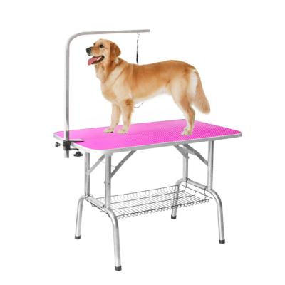 China Sustainable Professional Foldable Dog Grooming Tables Dog Pet Beauty Balancing Tables With Adjustable Arm for sale