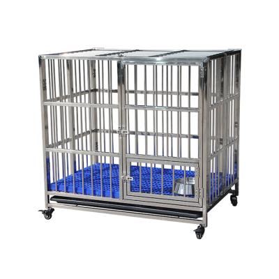 China Large Size Dog Kennel Stainless Steel Breathable Strong Animal Cages 201 Large Collapsible Dog Cage for sale