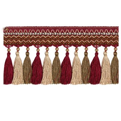 China Wholesale textile accessory fringe trim for curtain, long tassel fringe inventory can be directly order for sale