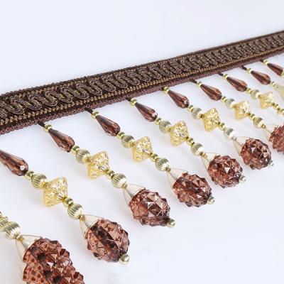 China Decorative Curtain Blinds Beaded Fringe 12CM POLYESTER CURTAIN SETTING Beaded for sale