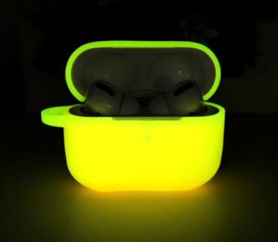 China Comfortable Shockproof Luminous Silicone Luminous Cover Device Glowing in Dark Case for airpods 1 2 3 pro with key chain for sale