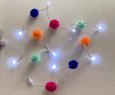 China Pom pom factory price multi color mobile phone led charging data cable for android type-c iphone line for sale