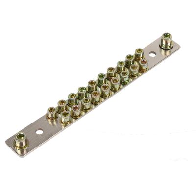 China 21 Holes 2.5*25 Duel N Busbar Strip Ground Bar Copper Bar Terminal Connector For Distribution Box 2.5*25 for sale