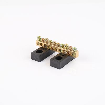 China 10P wiring connector copper terminal row grounding busbar with black base for distribution box PZ30 SL001 for sale