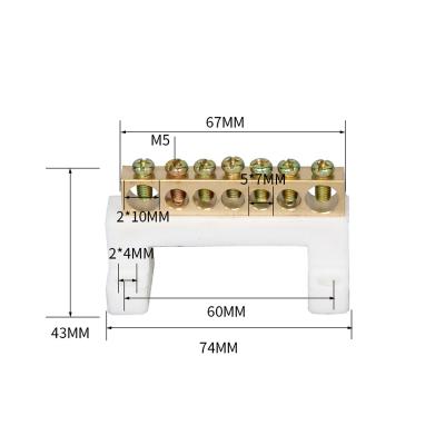 China 7P 7 Holes 8*13 Copper Busbar Connector Terminal Block Grounding Busbar Strip For 7*8*13 Distribution Box for sale