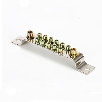 China 3*25 13P 13 Position Dual Copper Busbar Ground Strip Ground Row Protection Copper Busbar For Distribution Box for sale