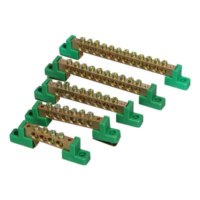 China 8*12 8P 8 Holes Busbar Strip Copper Ground Bar Ground Tier With Green Feet For Cabinet 35 Distribution Box for sale