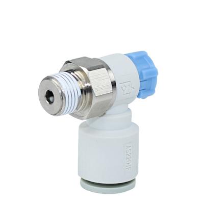 China Material of Construction shop AS1211F-M5-04A Pneumatic Fit Throttle Restrictive Cylinder Common AS Series Elbow Air Flow Control Valve Speed ​​Controller for sale