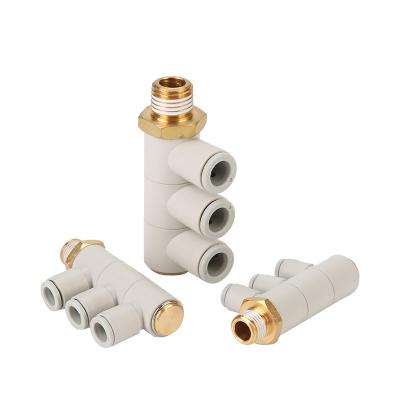 China Building Material Shops Universal Male Elbow Threaded Type Pneumatic Joint Connectors KQ2VT04-01AS Triple Joint Fitting for sale