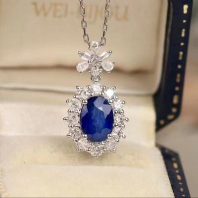 China TRENDY 1.1 carat natural Sri Lanka sapphire pendant  Royal blue quality color rich gorgeous fire color excellent 56 points diamond for sale