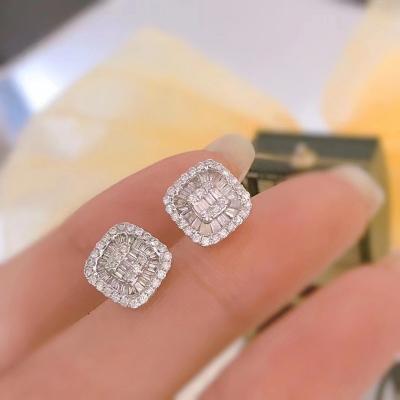 China CLASSIC Diamond Square Stud Earrings for sale