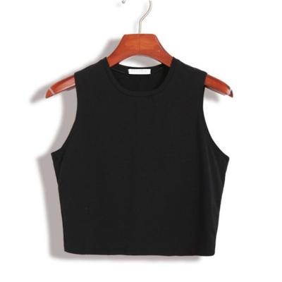 China Custom Wholesale QUICK DRY Loose Sexy Women's Cotton Sleeveless Crop Tops Wholesale Hot Sale Tank Tops Solid Black for sale