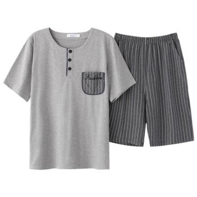 China Custom Logo Cotton Summer Men's OEM Casual Sleepwear Pajamas Set Short Sleeve High Quality Breathable Simple for sale