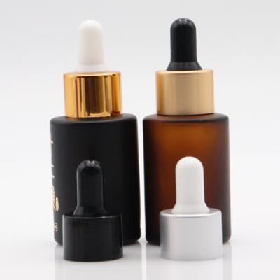 China Factory Cheap Cosmetic Clear Glass Bottle Dropper Bottle Clear Cosmetic Serum Bottle Black 30ml for sale