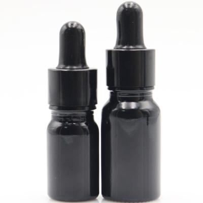 China New Fashion 5ml 10ml Cosmetic Black Glass Bottles With Dropper Perfume Bottle Empty Essential Oil Bottle for sale