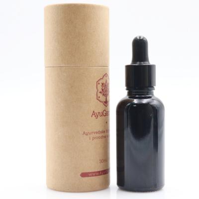 China Custom Logo Cosmetic Black Glass Bottles With Empty Dropper Perfume Bottle Essential Oil Dropper Bottle for sale