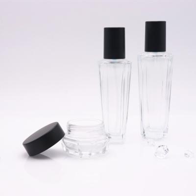 China Clear Glass Pump Bottle 100ml 120ml Lotion Pump Bottle 30ml 50ml Cosmetic Glass Serum Bottle With Pump for sale