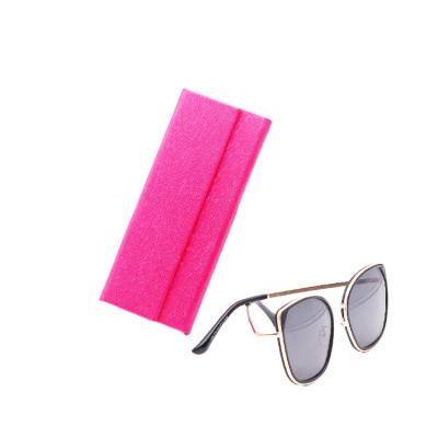 China Optical Sunglasses Packing Logo Pink Folding Eyeglasses Case Fashion Custom Triangle Shape Fashion Handmade Leather Foldable Sunglasses Case for sale