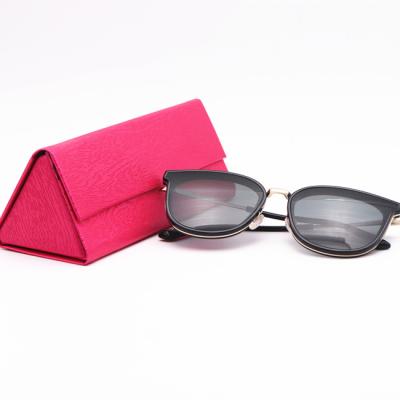 China Wholesale Custom Glass Packaging Factory Logo Sunglasses Case Pouch Cloth Set PU Glass Case Leather Folding Box for sale