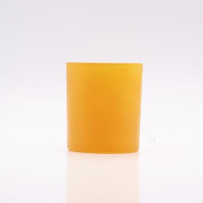 China Home Wholesale Yellow Custom Empty Candle Jar Decoration Luxury Glass Jar Scented Candle With Lid for sale