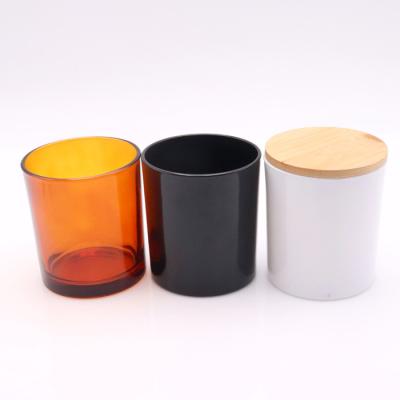 China Hot Selling Custom Candle Jar Home Decoration Empty White Black Amber Cylinder Jar Candle Jars Glass for sale