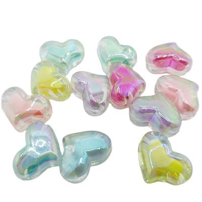 China Wholesale Transparent Colorful Heart Shaped Acrylic Plastic Charm Beads Jewelry DIY Earring DIY Kids Bracelet AB Spacer Beads Loose Beads For Jewelry Making Finding for sale