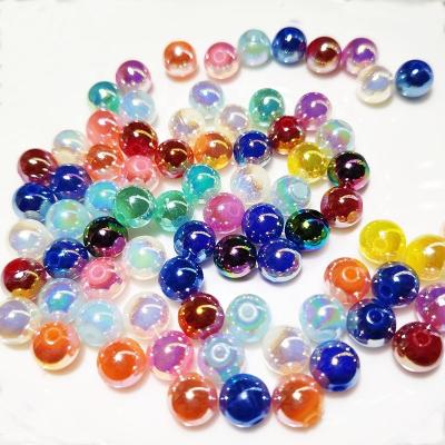 China Diy Craft Kits 6mm 8mm High Glossy Color AB Round 10mm Loose Beads Imitation Pearl Acrylic Round Beads For DIY Decoration Production for sale