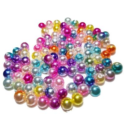 China Garment Decoration/DIY Trimming 6mm-12mm Gradient Color ABS Multicolor Hole Plastic Beads Beads Necklace Bracelet DIY Accessories Loose Smooth for sale