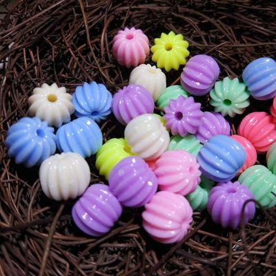 China Wholesale Spring Color Candy Pumpkin Making Necklace Bracelet Seven-color Plastic Beads Cute Kids DIY Beads Round Pony Beads for sale