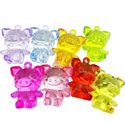 China Indoor Decor Transparent Acrylic Beads Wholesale Cartoon Modeling Animal Pig Beads Plastic Beads Bulk Children's Party Toys for sale