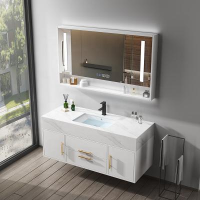 China Factory Modern Smart Bathroom Cabinet LED Mirror With Basin Ceramic Bathroom Cabinet Customized Materialbathroom Vanity Cabinet for sale