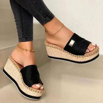 China 2022 Fashion Trend Summer Hot Selling Shoes Plus Size Women's 43 Wedges Platform Flat Slippers Sandals Casual Shoes For Women for sale