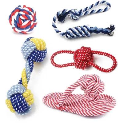 China Dog Viable Molars Cotton Bite-Resistant Rope for Relieving Boredom Woven Dog Toys Pet Accessories Pet Chew Toys for sale