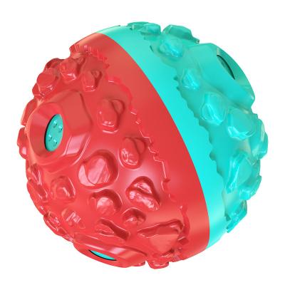 China Viable Chewing Squeaky Dog Toy Interactive Fetch Play Balls with Meteorite Shape Teething Cleaning Toy for Puppy for sale