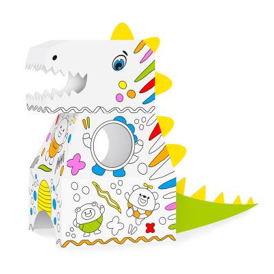 China DIY Paint 2022 Hot Selling Children's Portable Doodle Dinosaur Model Painting DIY Light Up Educational Puzzle Game Toys Cardboard Animal Toy for sale