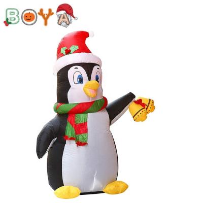 China 100%Polyester 5ft Inflatable Christmas Decoration Penguin With Light For Xmas Holiday Party for sale