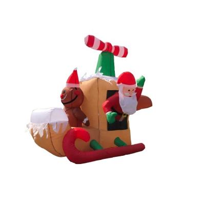 China 100%Polyester Inflatable Santa Claus and Gingerbread Man All in Helicopter Christmas Inflatables Decoration for sale