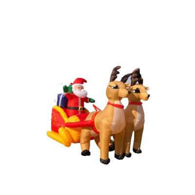 China 100%Polyester Santa Claus and Reindeer Sleigh Shaped Outdoor Inflatable Christmas Decorations for sale