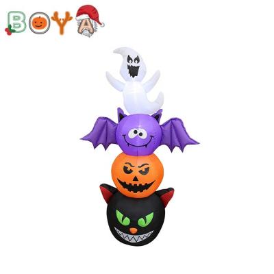 China Polyester 6 Feet Halloween Inflatable Toy Figure Stack Pole Totem Bat Pumpkin Inflatable Outdoor Decoration for sale