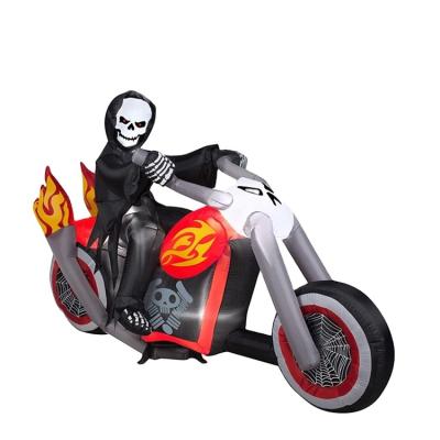 China 100%Polyester Halloween Garden Decoration Inflatable Death Motorcycle Inflatable Decoration for sale