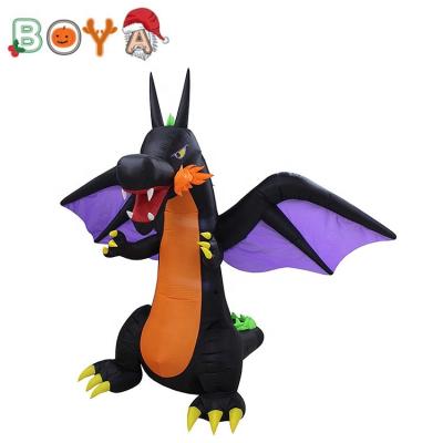 China 100%Polyester 8ft High Halloween Decoration Demon Dragon Wing Inflatable Animal Toy With LED Light for sale