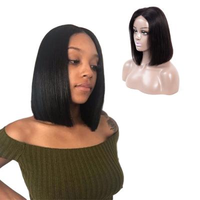 China High Quality Lace Front Short Bob Wigs, 100% Virgin Brazilian Hair Silky Straight Wave 13X4 13X6 Bob Wig For Black Women for sale