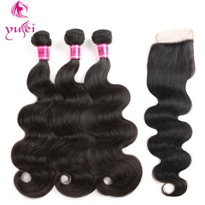 China Body Wave Virgin Remy Human Hair Bundles With Lace Closure Reliable Natural Brazilian Hair 4x4 Closure for sale