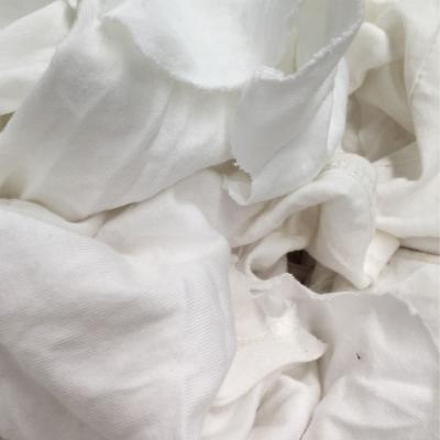 China Have Strong Oil And Water Absorbency Cut Recycled Industrial T-Shirt Workshop Use Cotton Floss Cleaning Mopping Rags White for sale