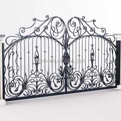 China Luxury steel base track design/wrought iron base track gate antique low wall fancy garden design driveway garden gate for sale for sale